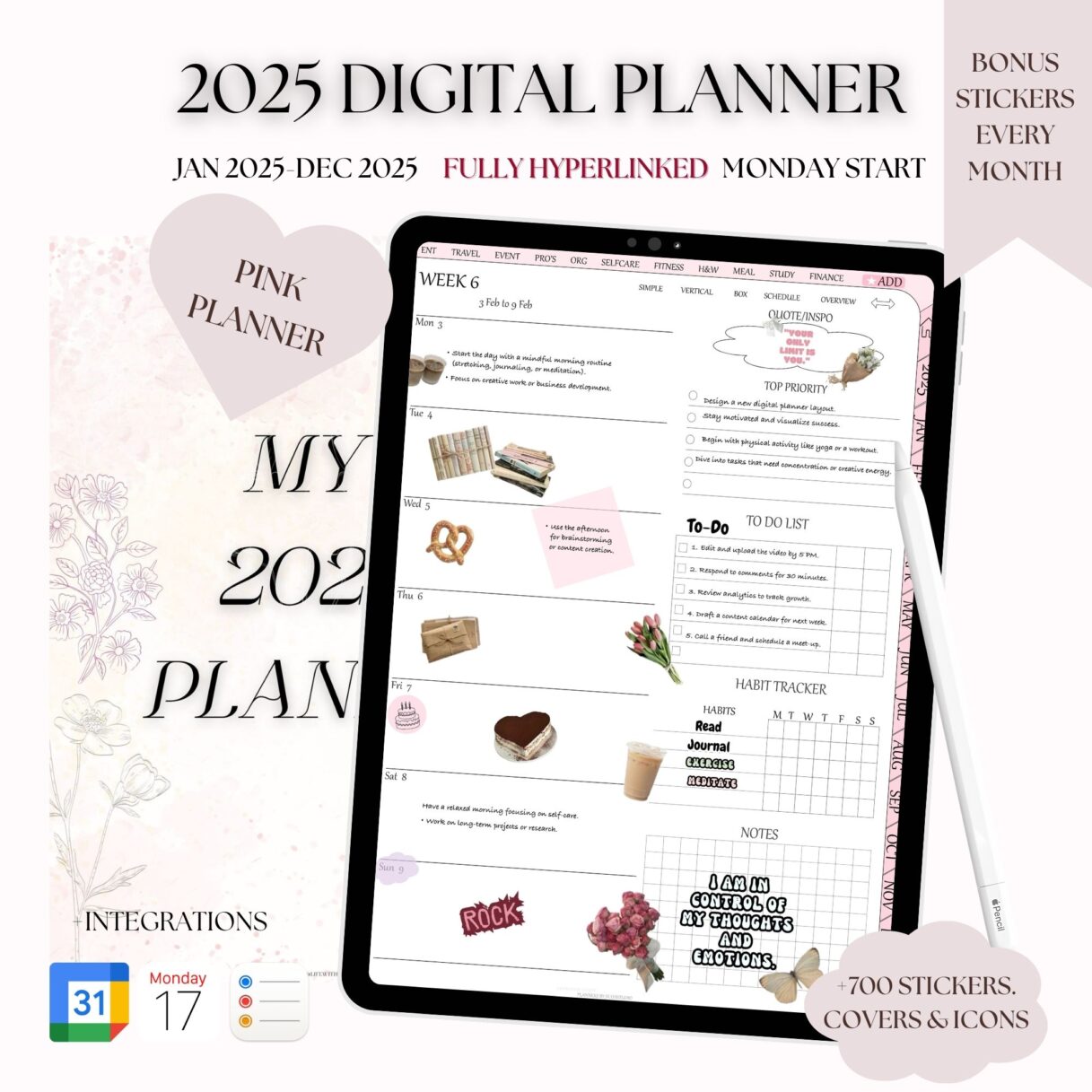 2025 PINK DIGITAL PLANNER