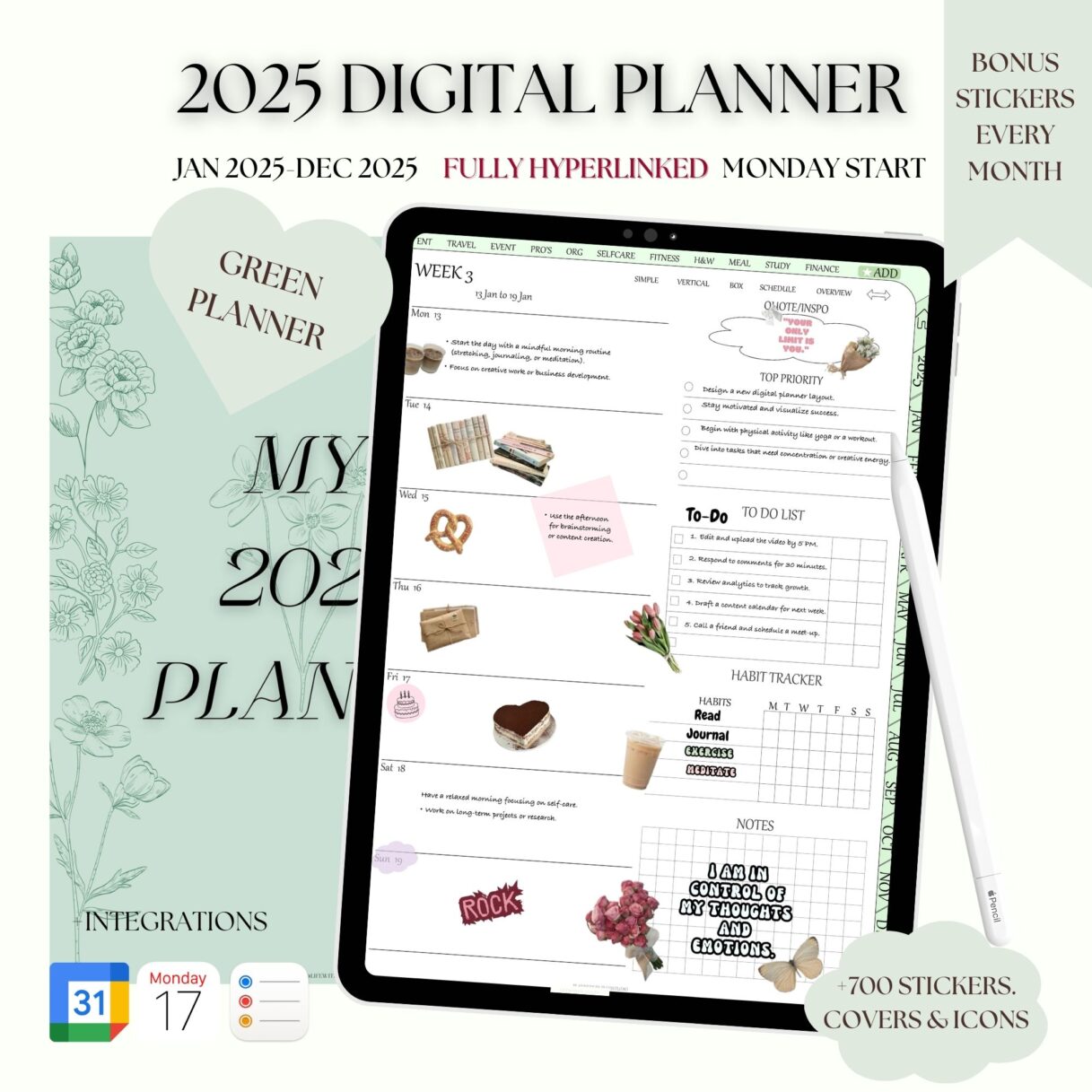 2025 GREEN DIGITAL PLANNER