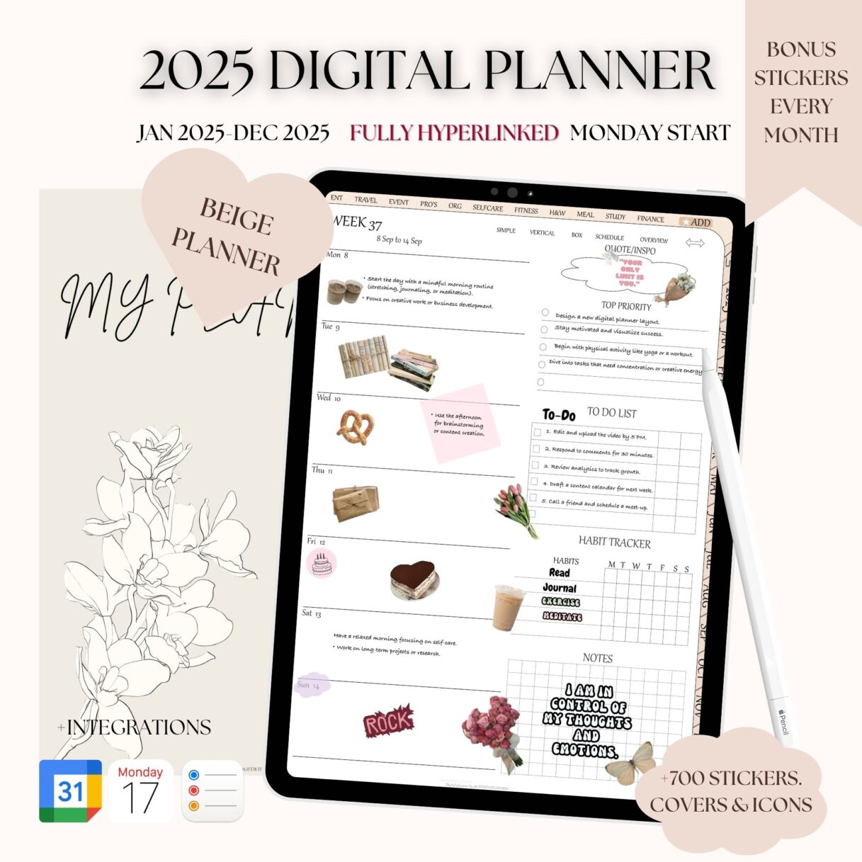 2025 BEIGE DIGITAL PLANNER