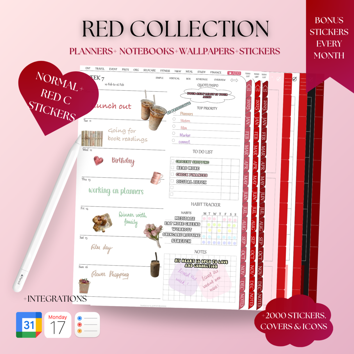 RED COLLECTION PLANNER NOTEBOOK WALLPAPER